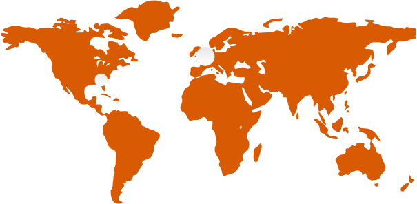 Wereldkaart met de internationale merken van onze muntmakersgroep