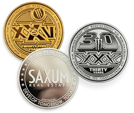 op maat gemaakte munten in 24K goud, palladium en platina